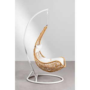 Sillón Colgante de Jardín con Cojín Danail Color Natural Base Blanca