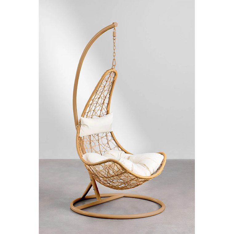 Sillón Colgante de Jardín con Cojín Danail Color Natural Base Marrón Arena 1