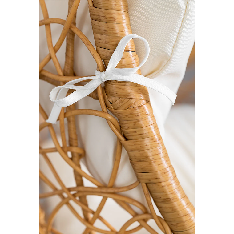 Sillón Colgante de Jardín con Cojín Danail Color Natural Base Marrón Arena 2