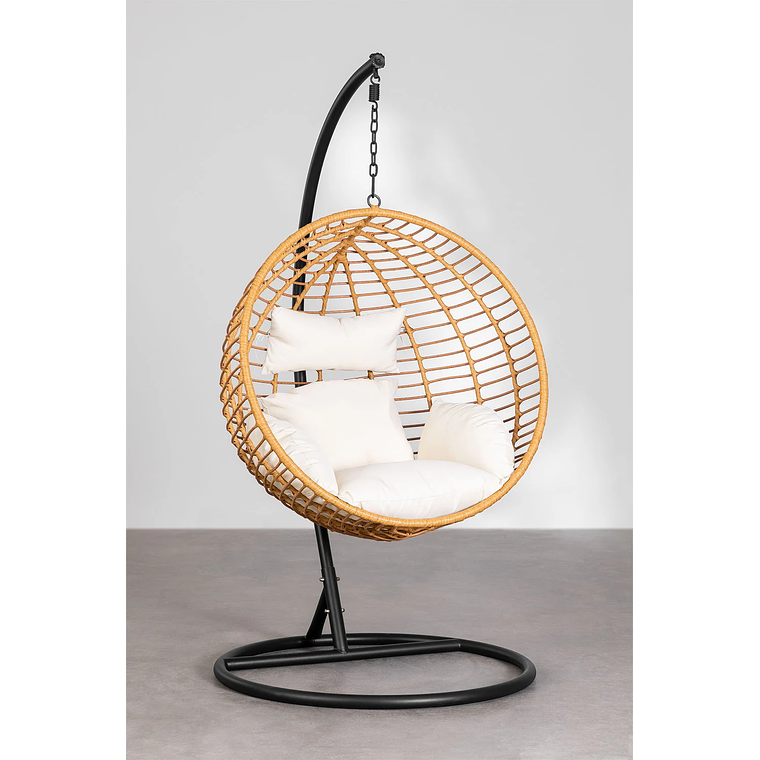 Sillón colgante de jardín con cojín Yosif Base Negra 1