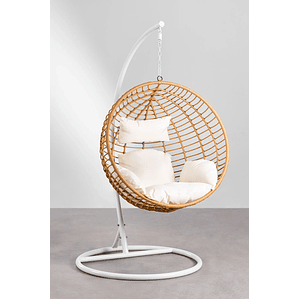Sillón colgante de jardín con cojín Yosif Base Blanca