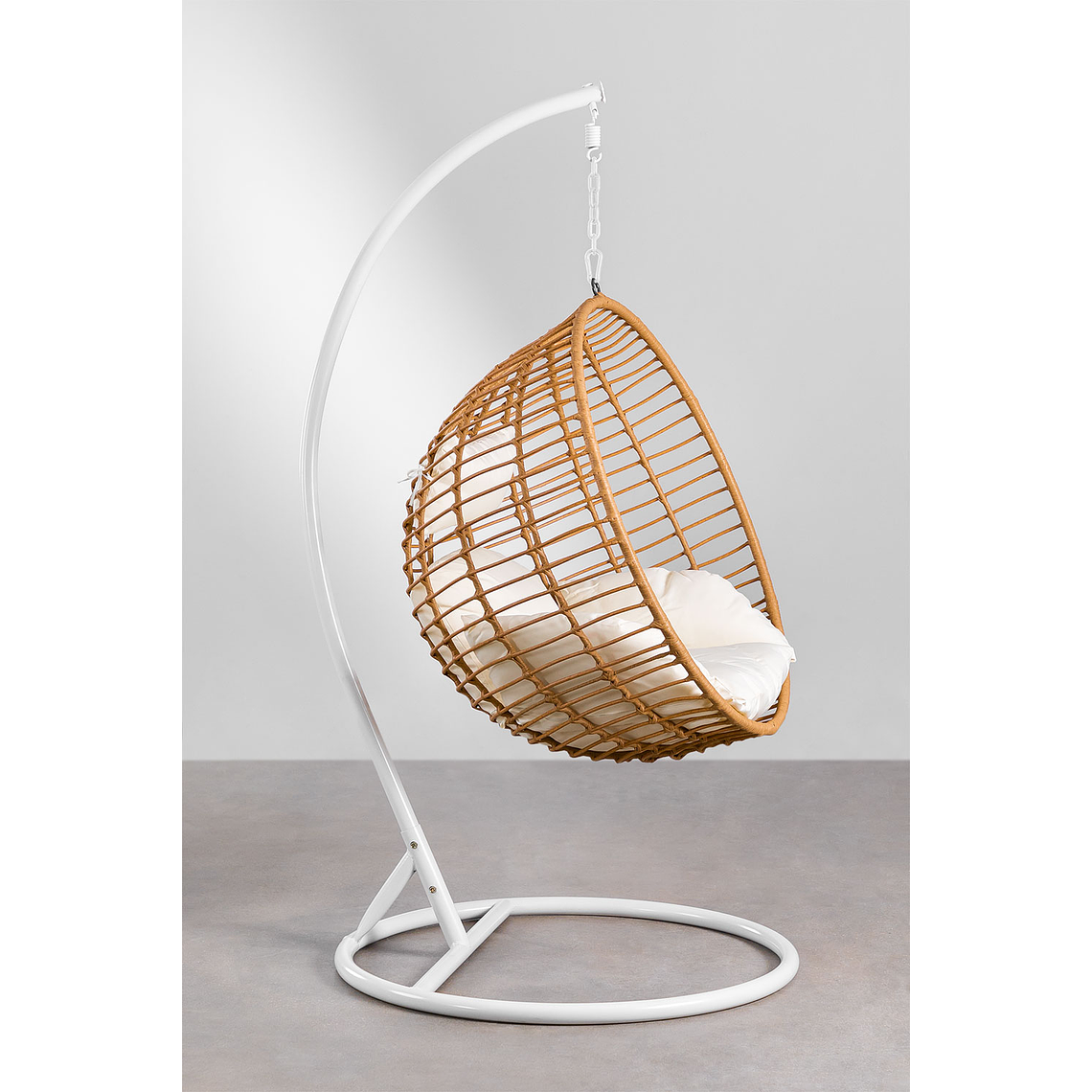 Sillón colgante de jardín con cojín Yosif Base Blanca 2