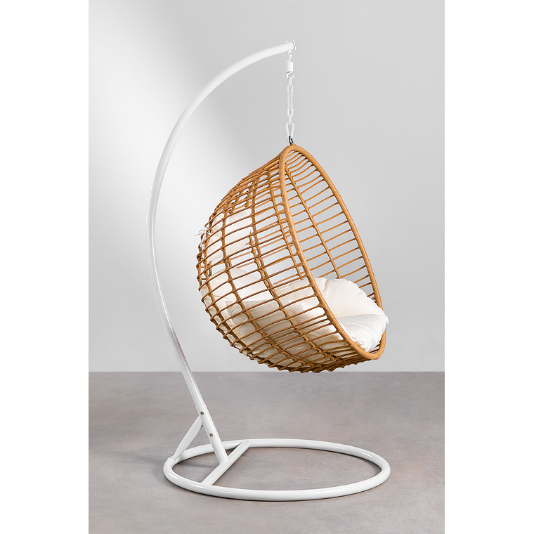 Sillón colgante de jardín con cojín Yosif Base Blanca 2