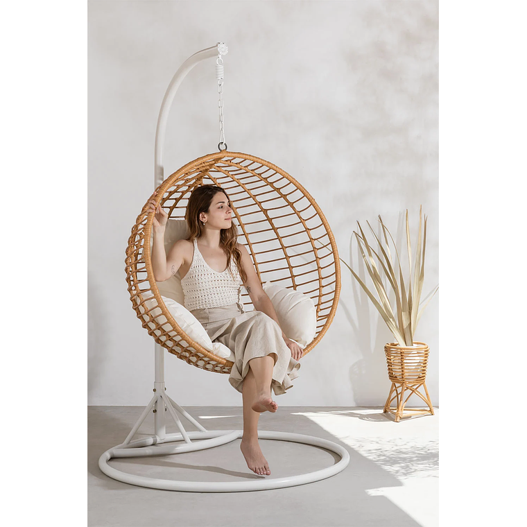 Sillón colgante de jardín con cojín Yosif Base Blanca 7