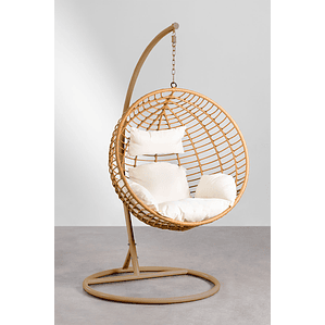 Sillón colgante de jardín con cojín Yosif Base Marrón Arena