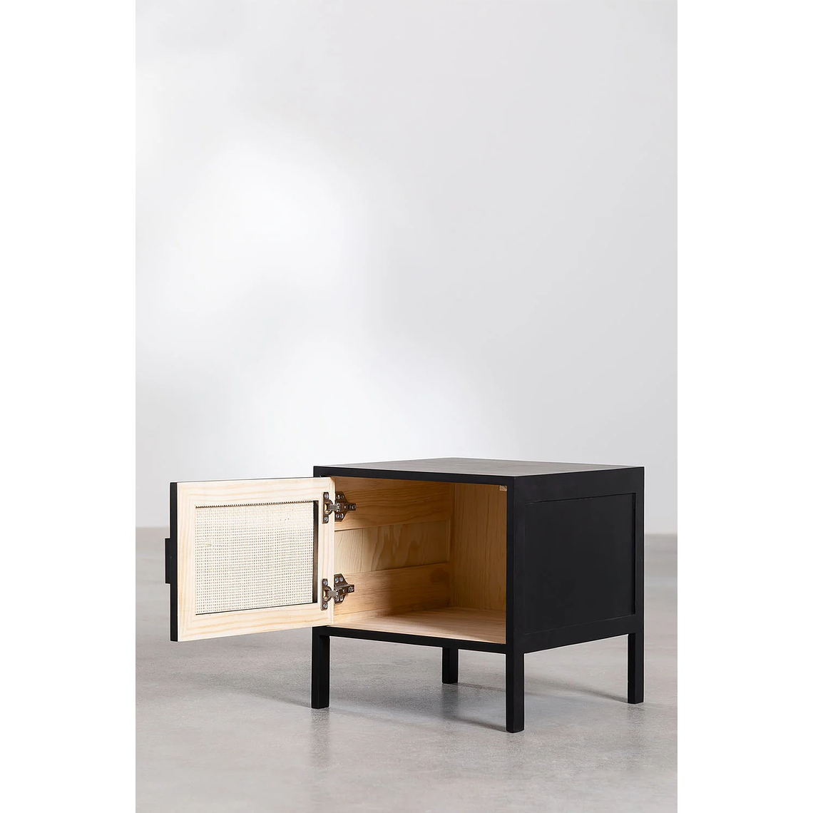 Velador en Ratán y Madera Reyna Color Negro 3