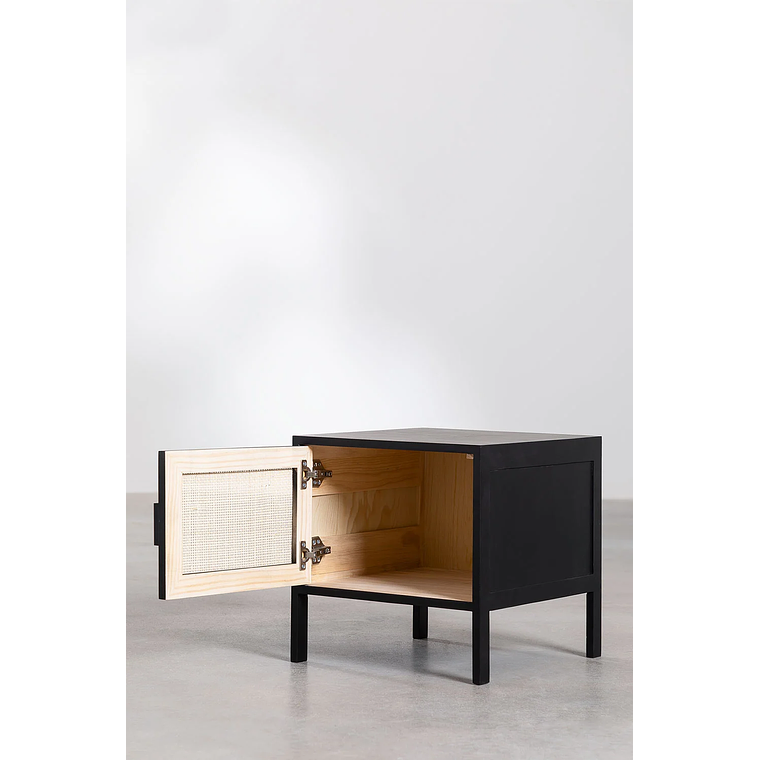 Velador en Ratán y Madera Reyna Color Negro 3