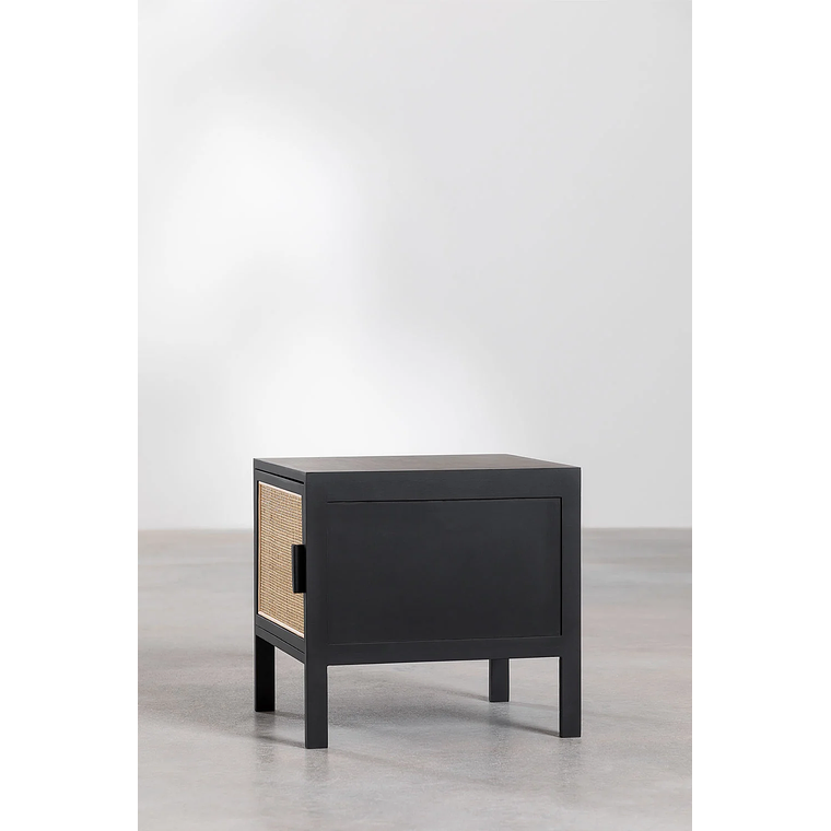 Velador en Ratán y Madera Reyna Color Negro 4