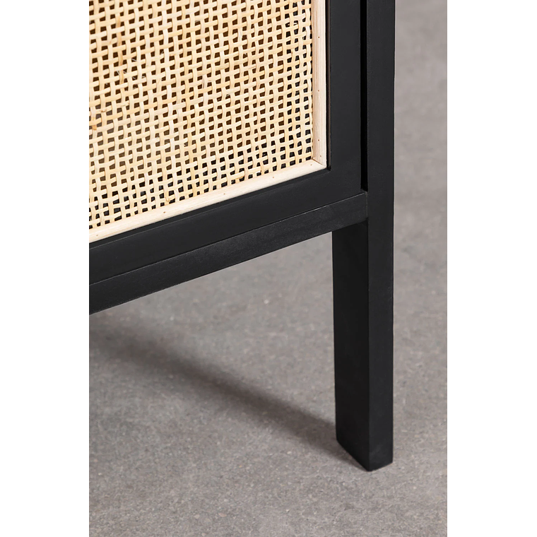 Velador en Ratán y Madera Reyna Color Negro 6