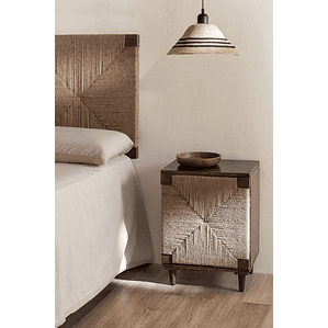 Velador en madera de mango y yute Evans