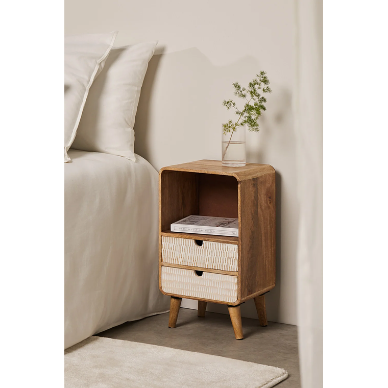 Velador con almacenaje en madera de mango Yulara 1