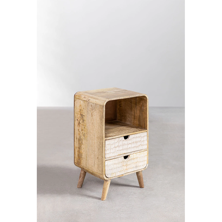 Velador con almacenaje en madera de mango Yulara 2