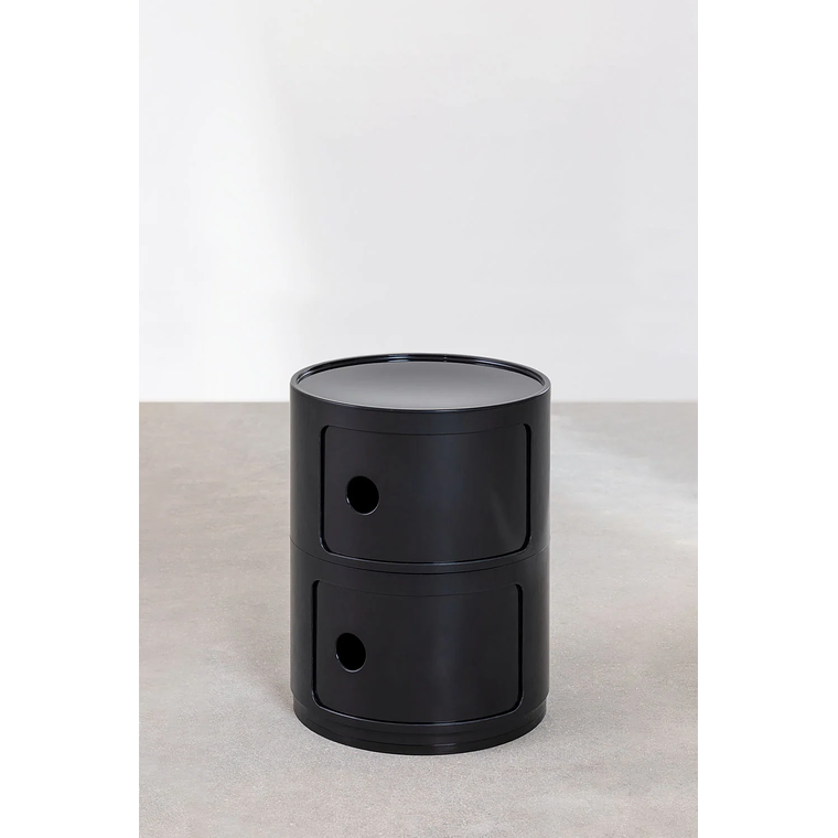 Velador Redonda con Estantes Babel Negro 1