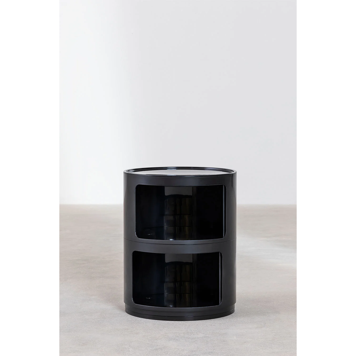 Velador Redonda con Estantes Babel Negro 2