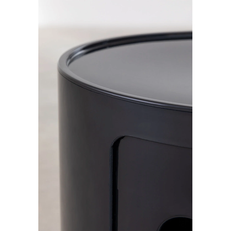 Velador Redonda con Estantes Babel Negro 3