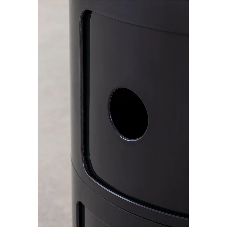 Velador Redonda con Estantes Babel Negro 4