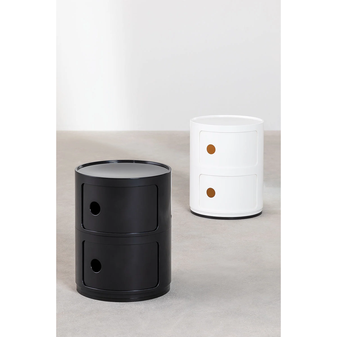 Velador Redonda con Estantes Babel Negro 5