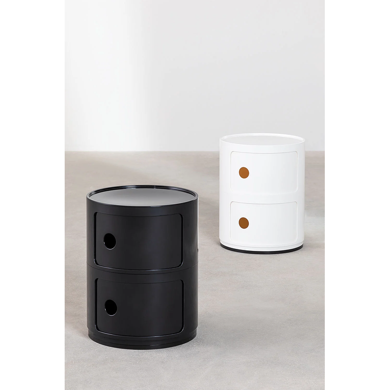 Velador Redonda con Estantes Babel Negro 5