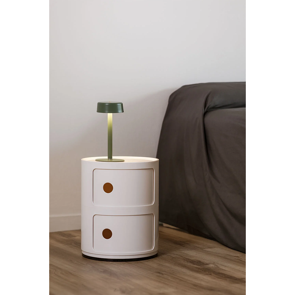 Velador Redonda con Estantes Babel Negro 6