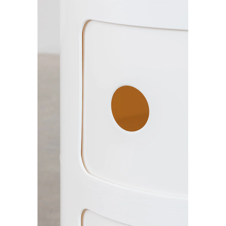 Velador Redonda con Estantes Babel Blanco Roto 5