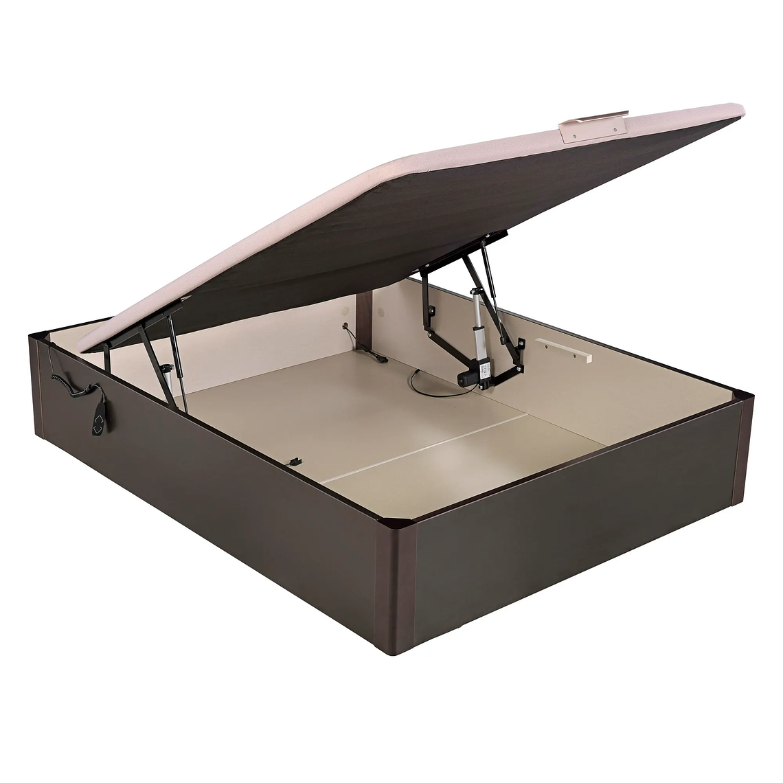 Canapé abatible de madera eléctrico de alta capacidad tapa única de color wengué 105 x 200 cm 1.5 Plaza - DESIGN 1