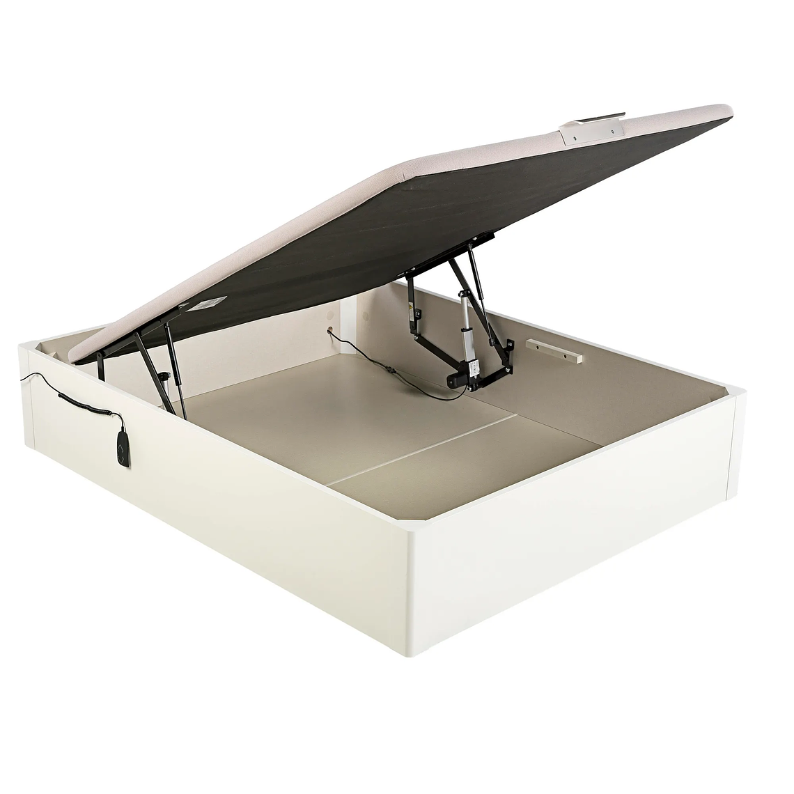 Canapé abatible de madera eléctrico de alta capacidad tapa única de color blanco 150 x 200 cm 2 Plaza - DESIGN 1