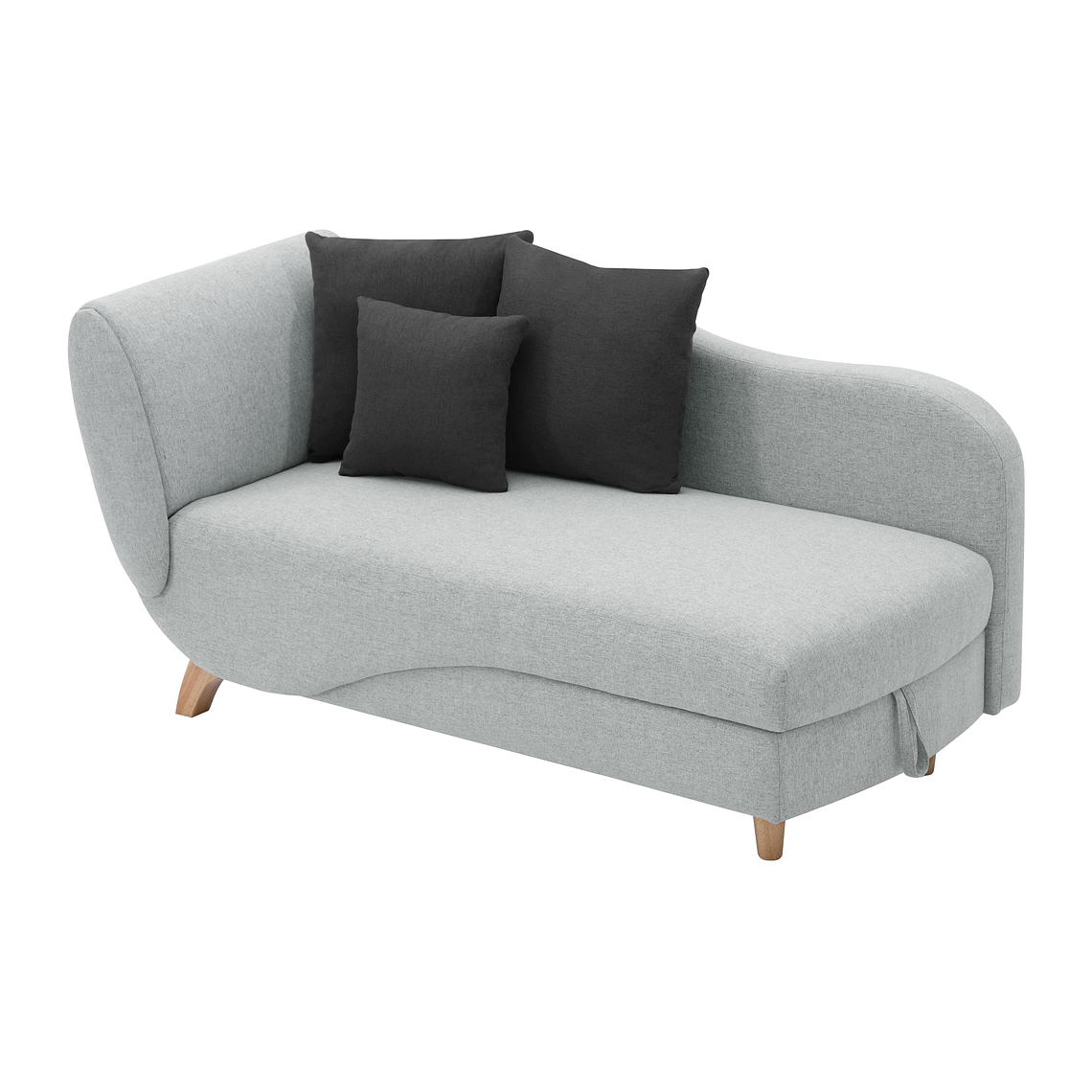 Diván (ángulo izquierdo) convertible de tela gris claro con arcón 160 cm PENELOPE 3