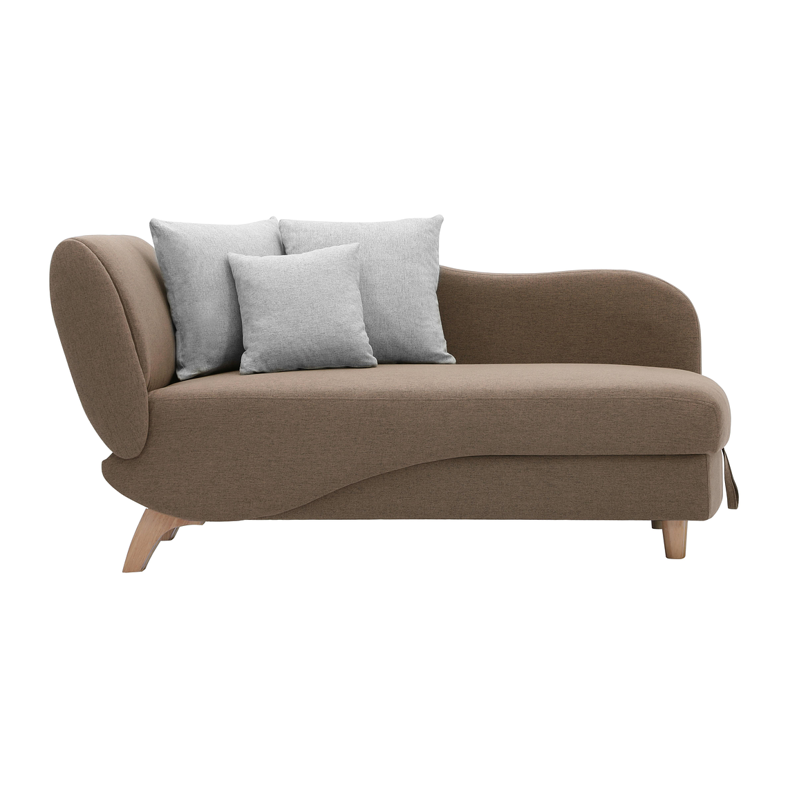 Diván (ángulo derecho) convertible de tela marrón con arcón PENELOPE 2