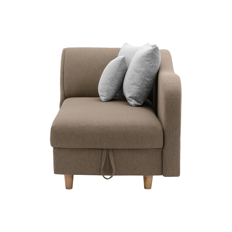 Diván (ángulo derecho) convertible de tela marrón con arcón PENELOPE 3