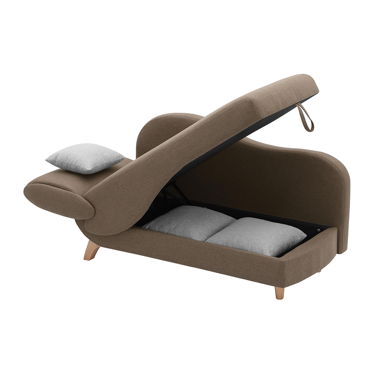 Diván (ángulo derecho) convertible de tela marrón con arcón PENELOPE 6