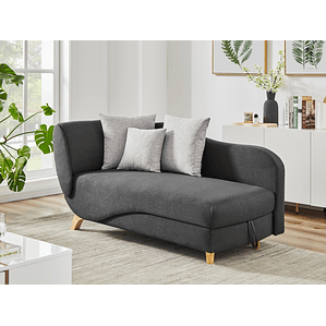 Diván (ángulo derecho) convertible de tela antracita con arcón PENELOPE