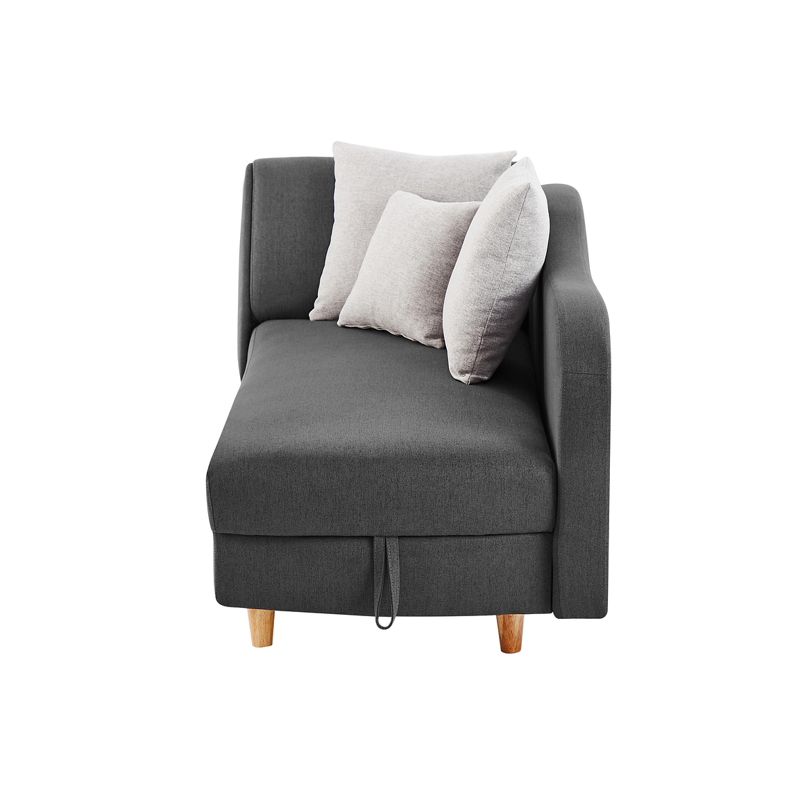 Diván (ángulo derecho) convertible de tela antracita con arcón PENELOPE 3