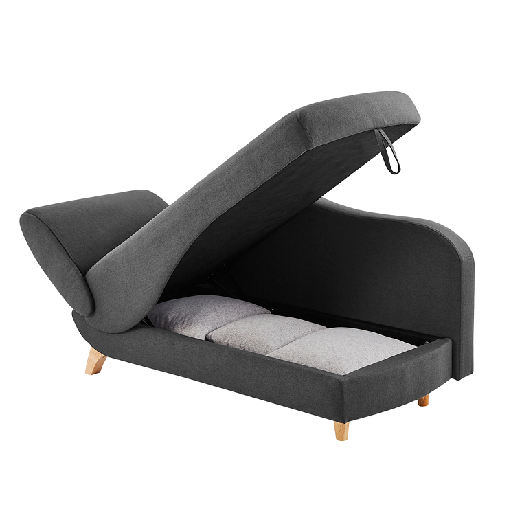 Diván (ángulo derecho) convertible de tela antracita con arcón PENELOPE 6