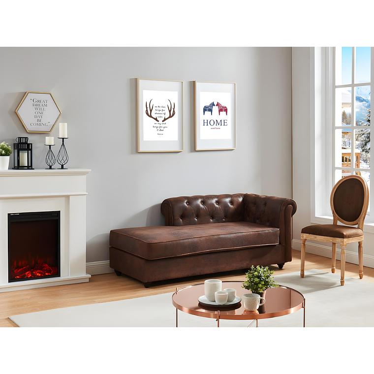 Diván ángulo derecho chesterfield SHIREL de microfibra con acabado de piel envejecida 170 cm 6