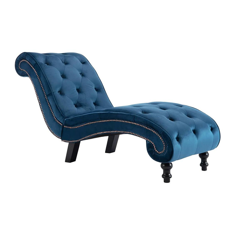 Diván de terciopelo azul 145 cm 2