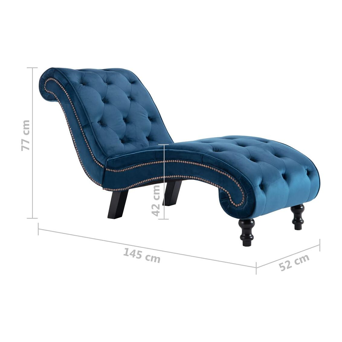 Diván de terciopelo azul 145 cm 8