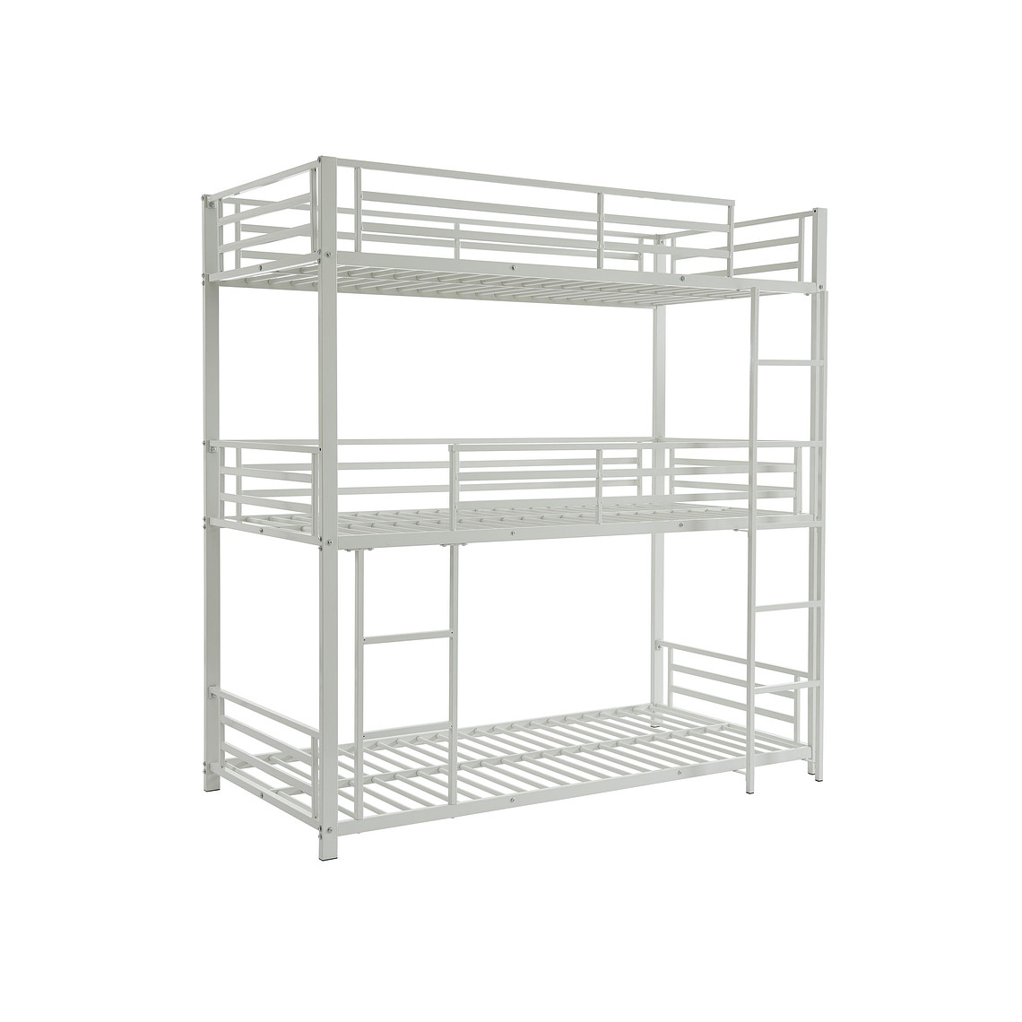 Litera triple - 3 x 90 x 190 cm - metal - plata + colchón - ELOUAN III color blanco 3