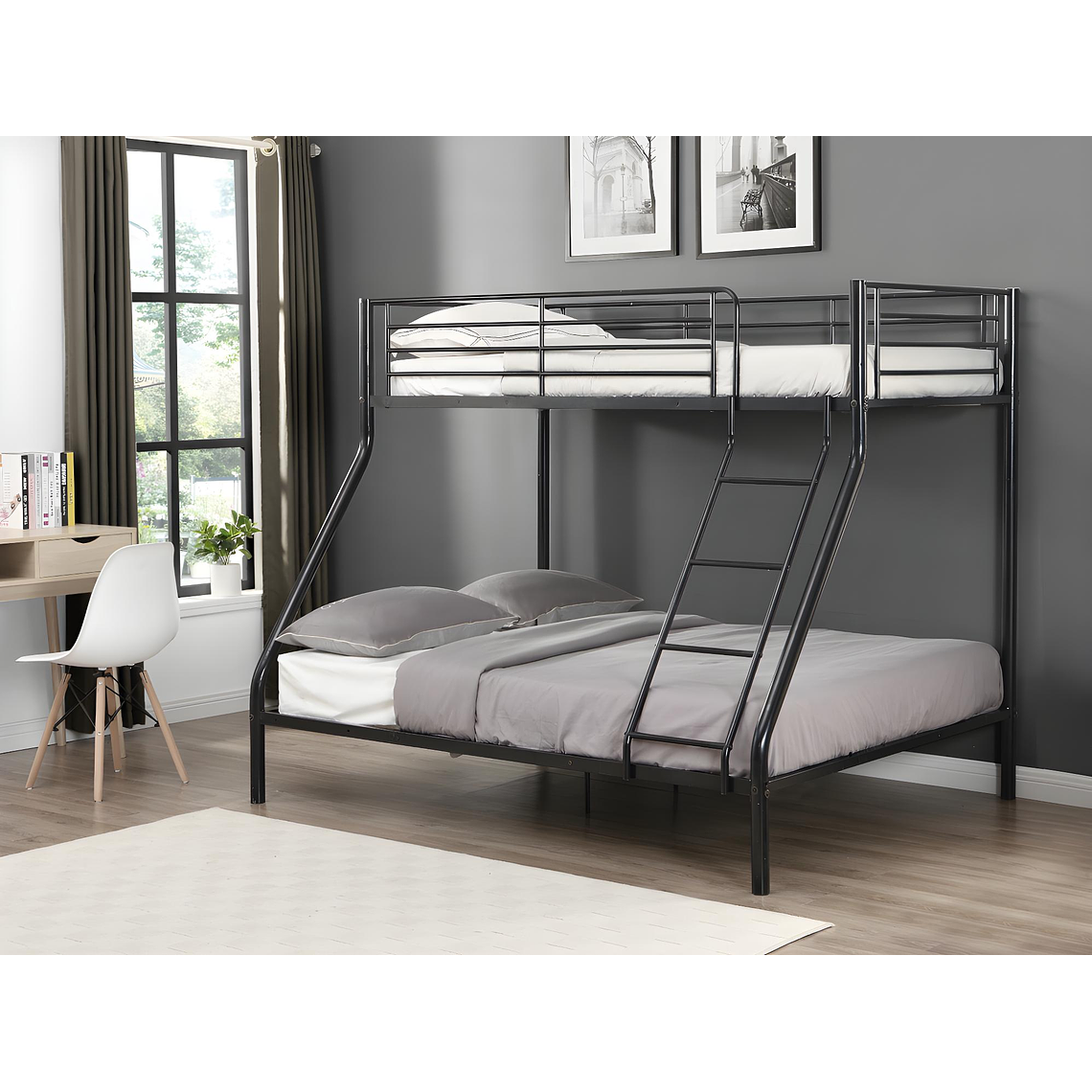 Camarote ELEVATIO IV - 90 x 190 cm - Acero - Negro + colchón 1