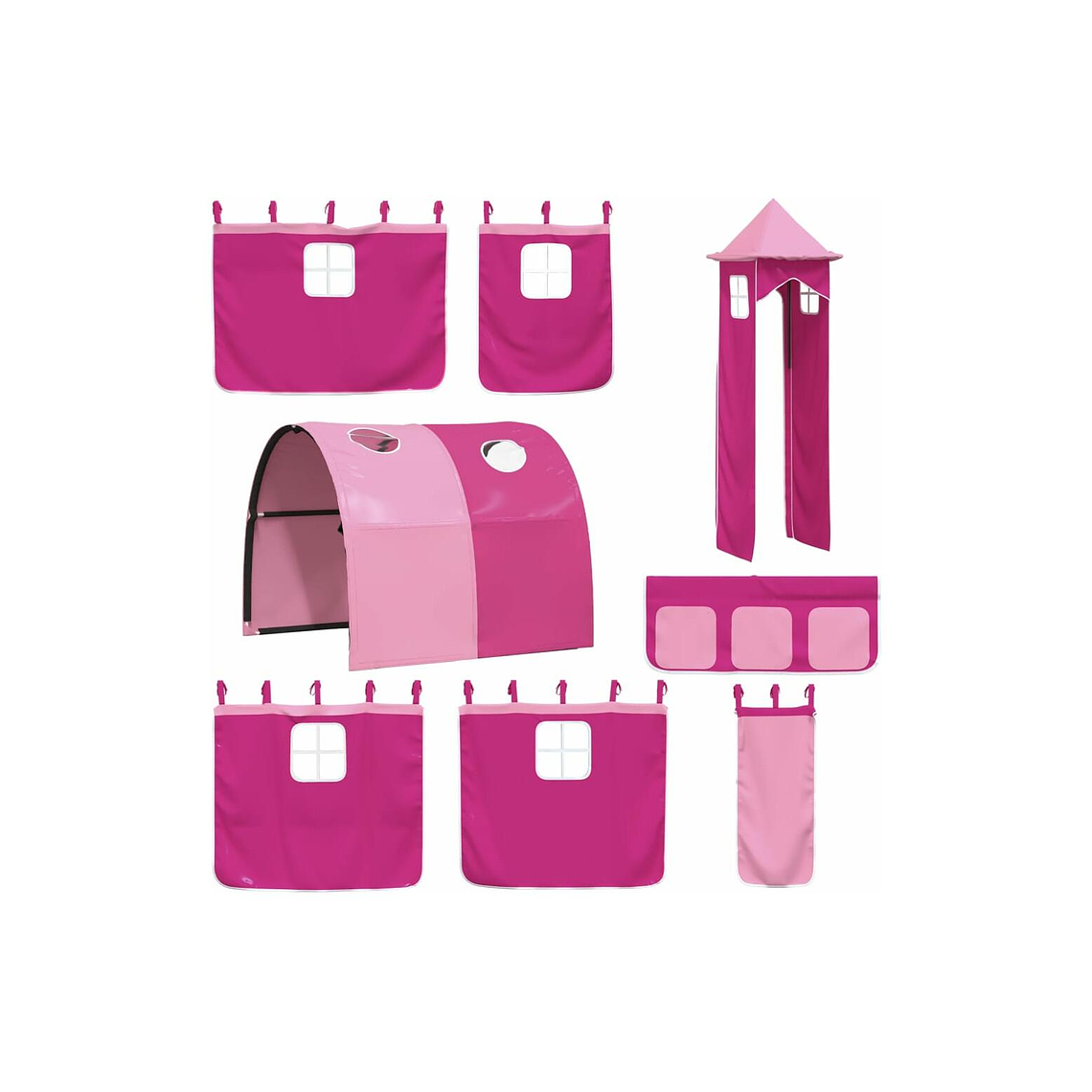 Camarote con tobogán y cortinas rosa 90x200 cm 6