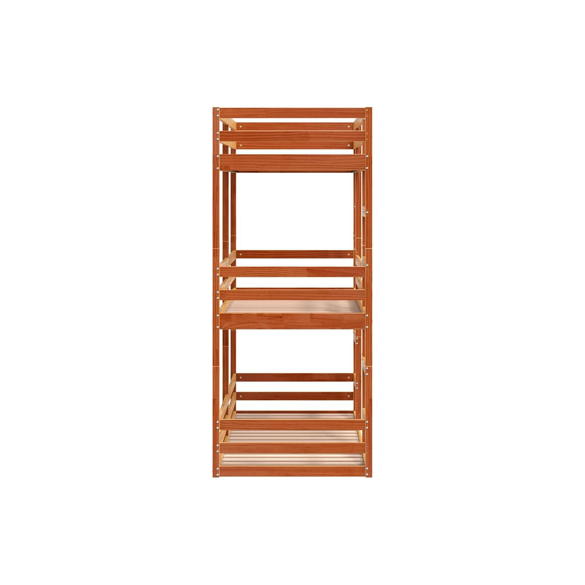 Camarote triple de madera maciza de pino marrón cera 75x190 cm 6