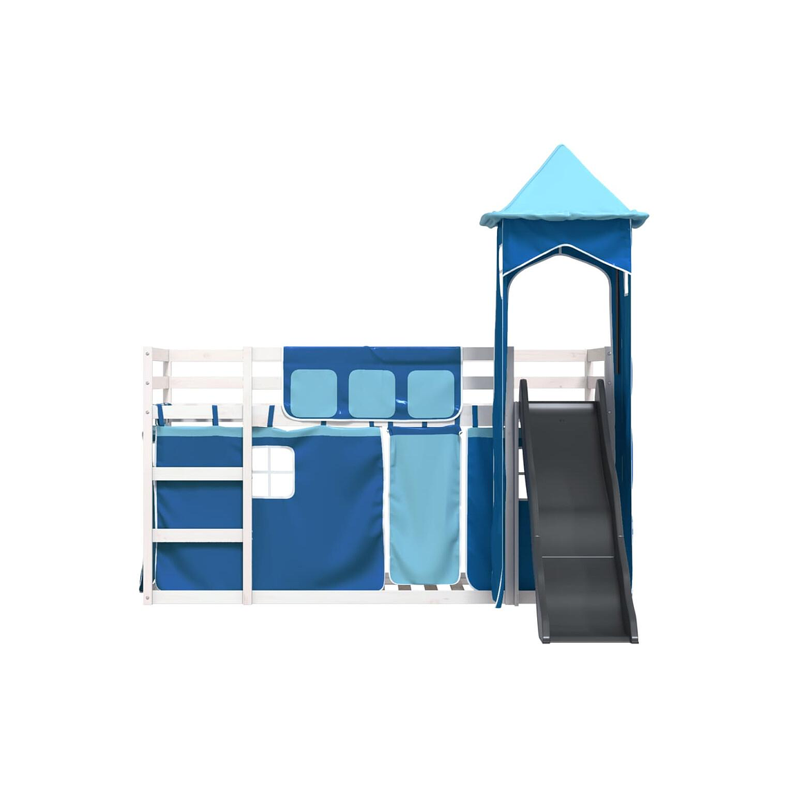 Camarote con tobogán y cortinas azul 90x190 cm 7