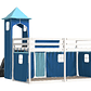 Camarote con tobogán y cortinas azul 90x190 cm - Miniatura 10
