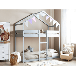 Camarote con dosel de madera gris 90 x 200 cm LABATUT