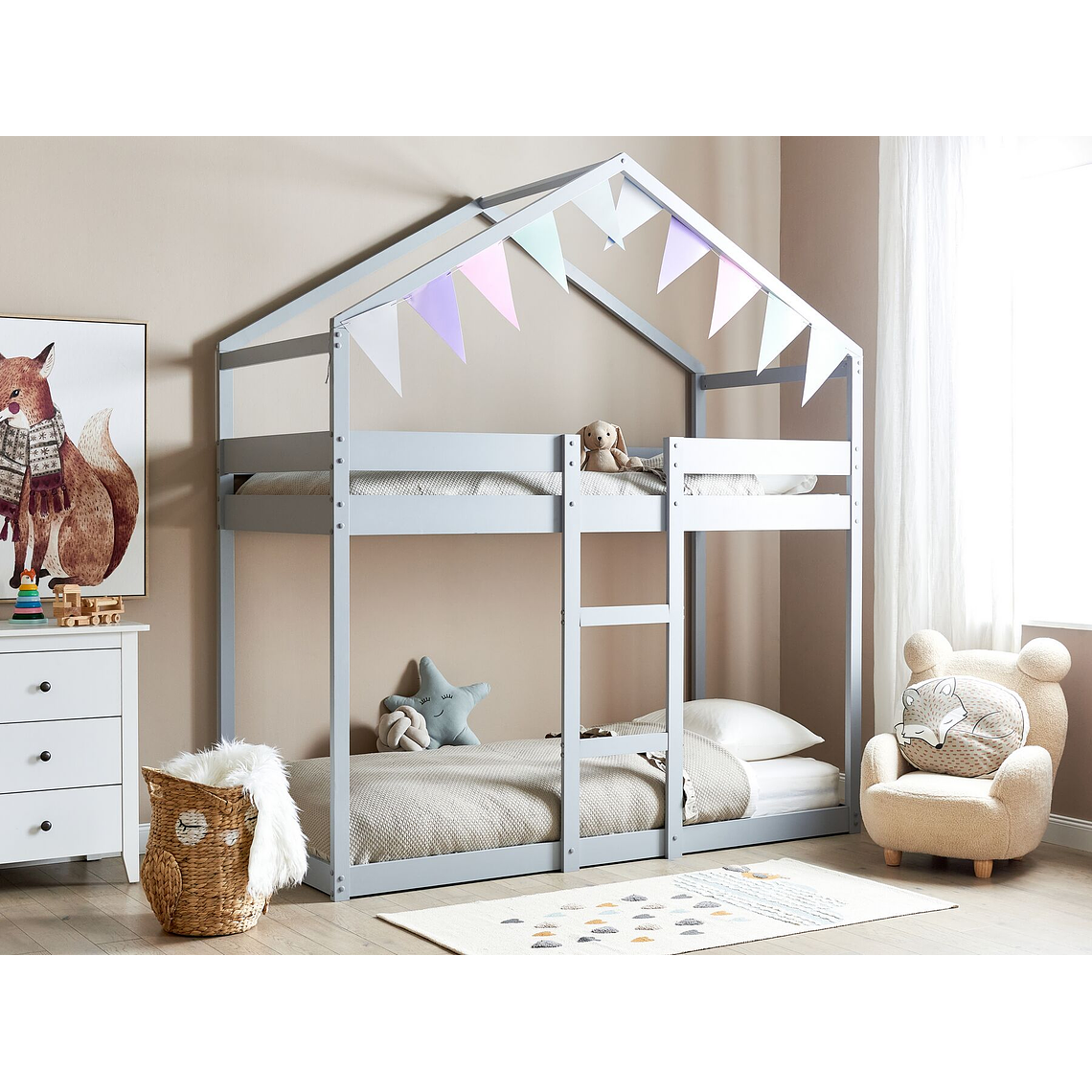 Camarote con dosel de madera blanca 90 x 200 cm LABATUT 1