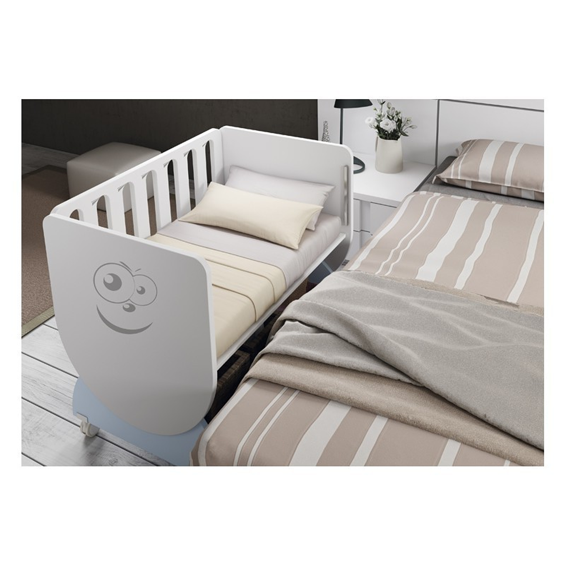 Minicuna Happy con ruedas GC 56 x 86 cm color cielo 2