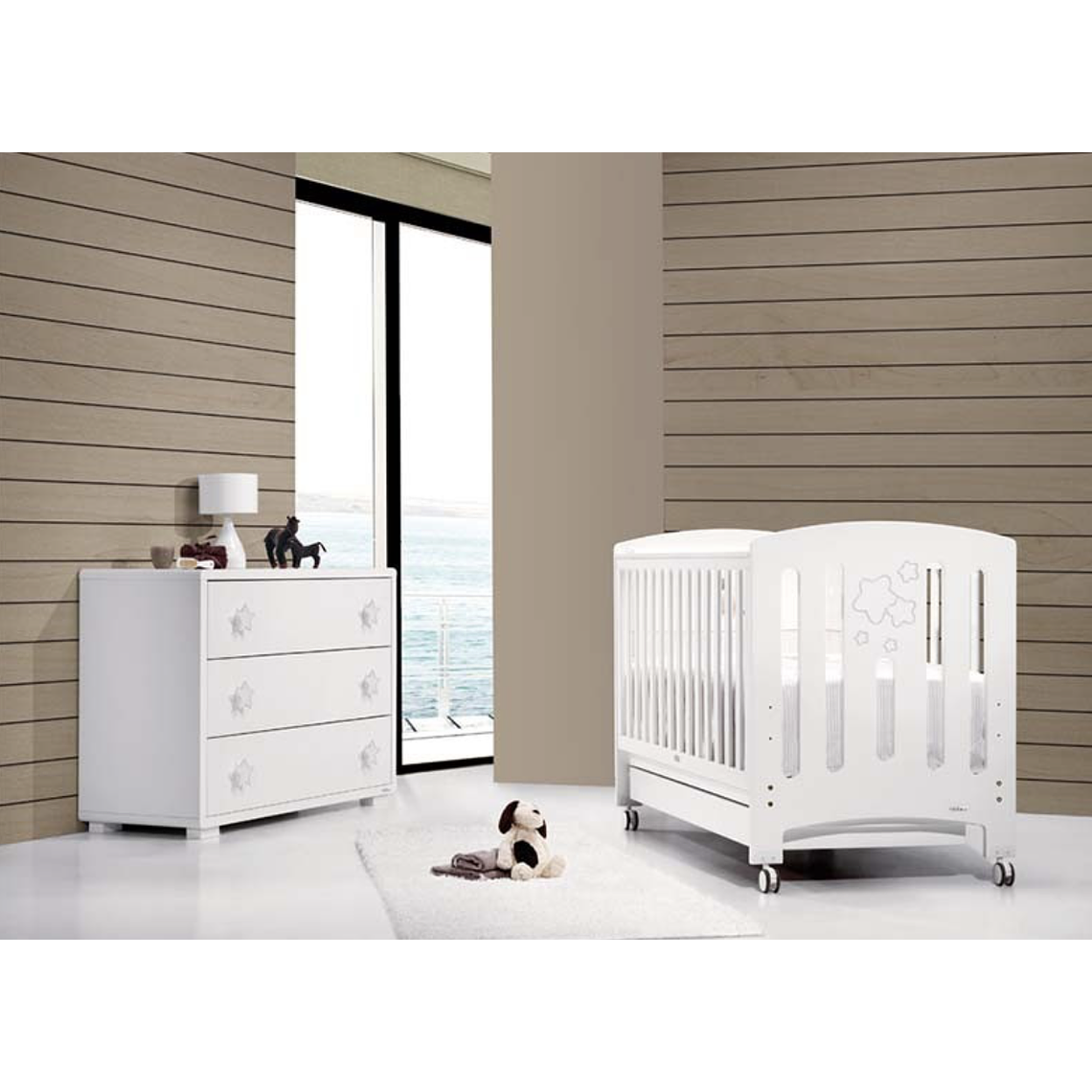 Cuna Trama Gamma Blanco Mate Plata Metalizado 3