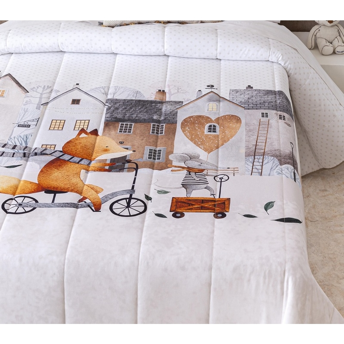 COLCHA BOUTI INFANTIL DIVERTIDA Y GRACIOSA FOX TEXTIL ALGODÓN 100 1 PLAZA 3