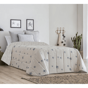 COLCHA BOUTÍ DE ESTRELLAS AZUL O ROSA DESTELLOS CON FINO RELLENO 1 PLAZA