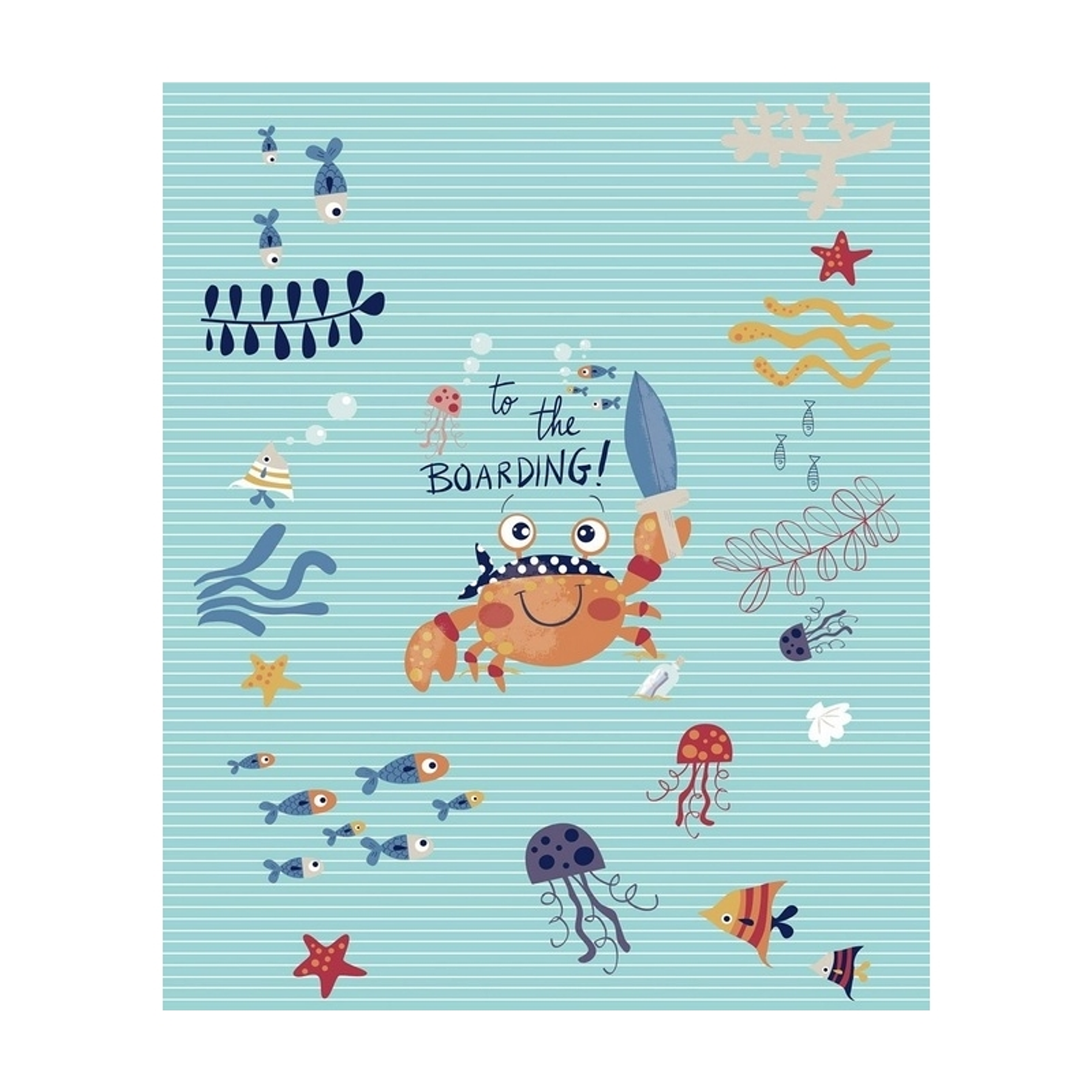 BOUTÍ INFANTIL CRABBY ESTAMPADO CANGREJOS, PECES Y MEDUSAS 1 PLAZA