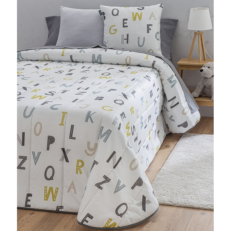 COLCHA BOUTI DIBUJO LETRAS CON RELLENO FINO 1 PLAZA 2